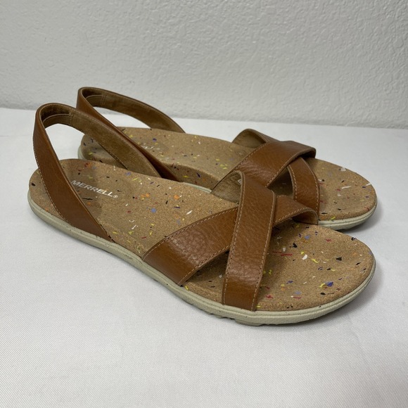 Merrell Shoes - Merrell Napa Valley Syrah Slide Brown Leather Strappy Open Toe Sandals 11 Women